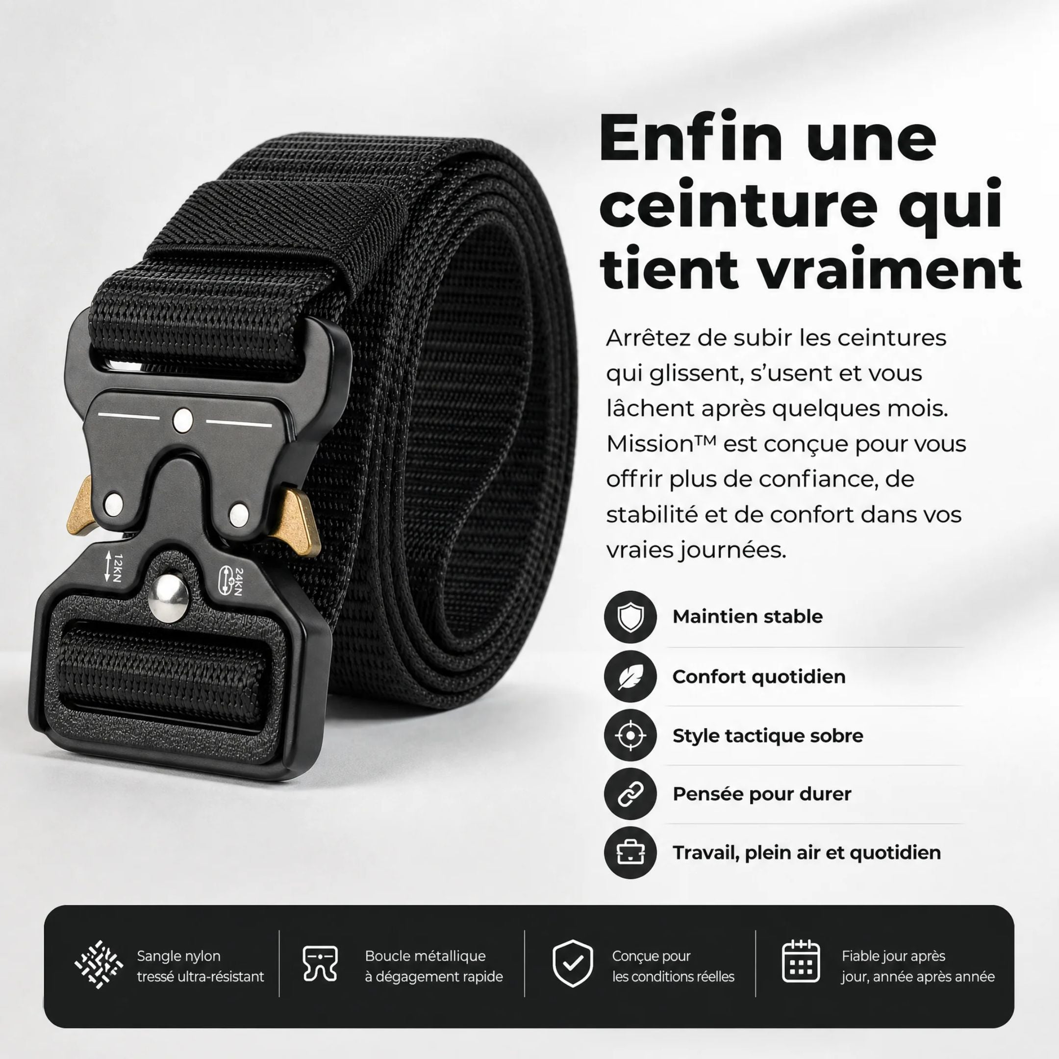 Mission™ — Ceinture tactique robuste, stable et confortable | Rivaro