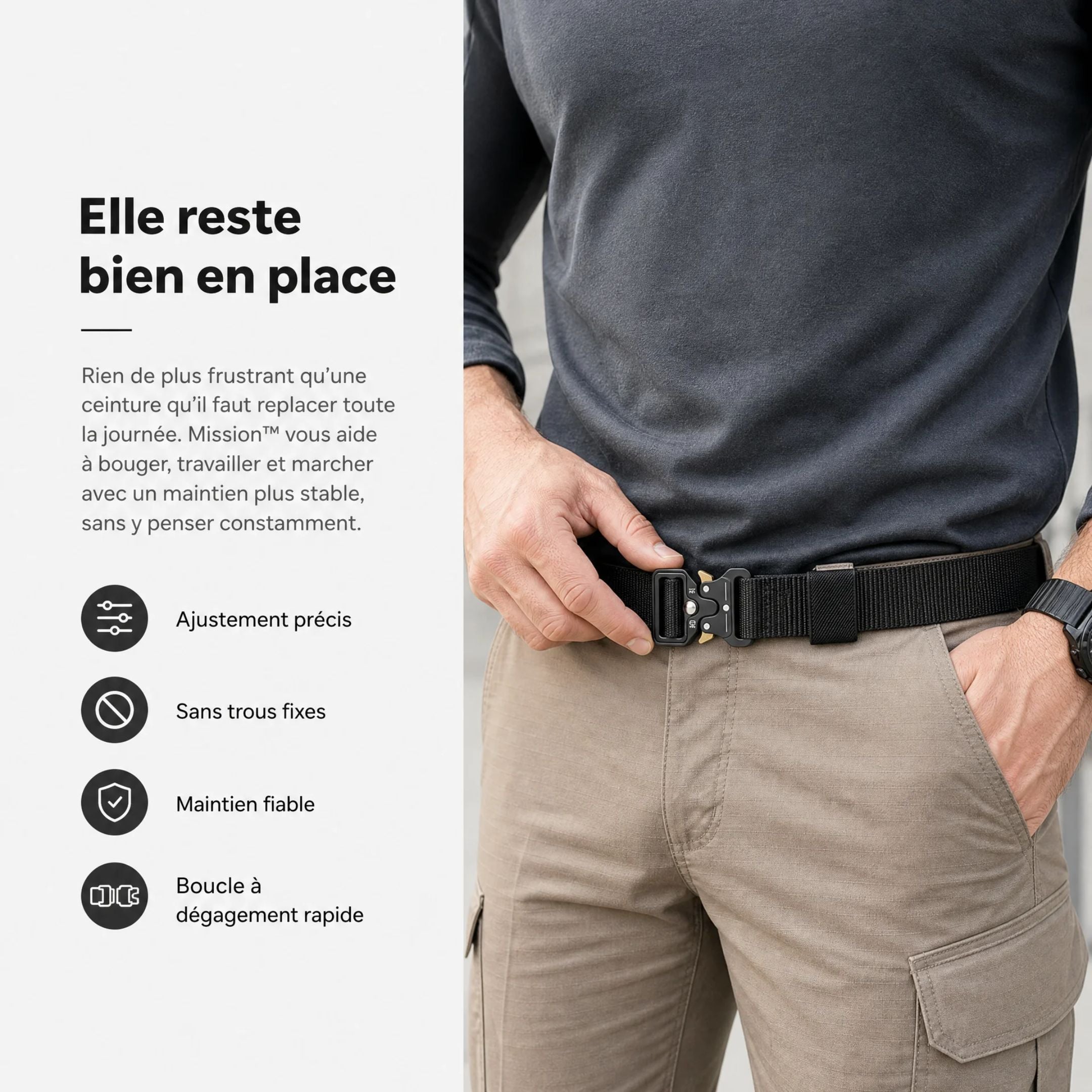Mission™ — Ceinture tactique robuste, stable et confortable | Rivaro