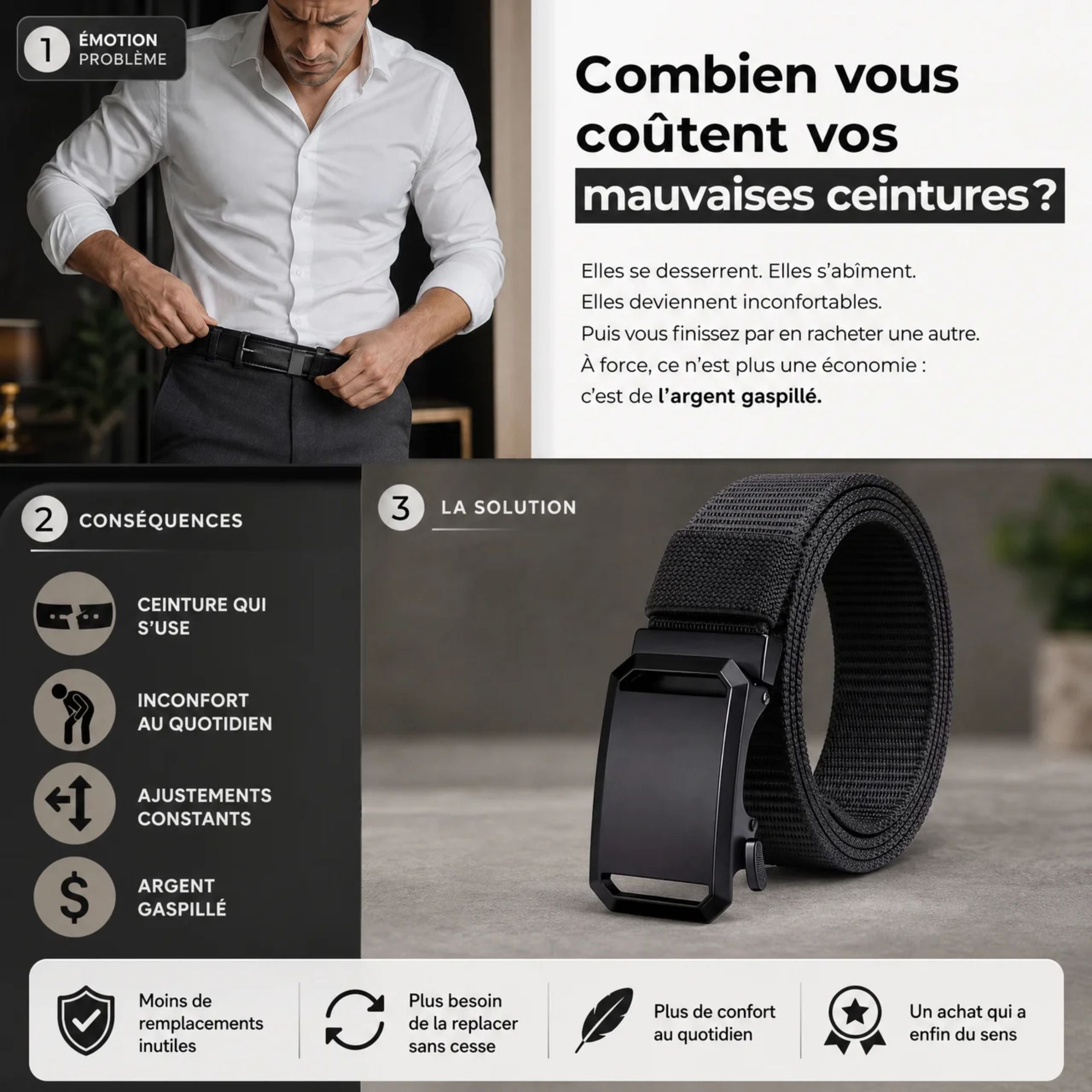 Élite™ — Ceinture tactique robuste, confortable et stable pour homme | Rivaro