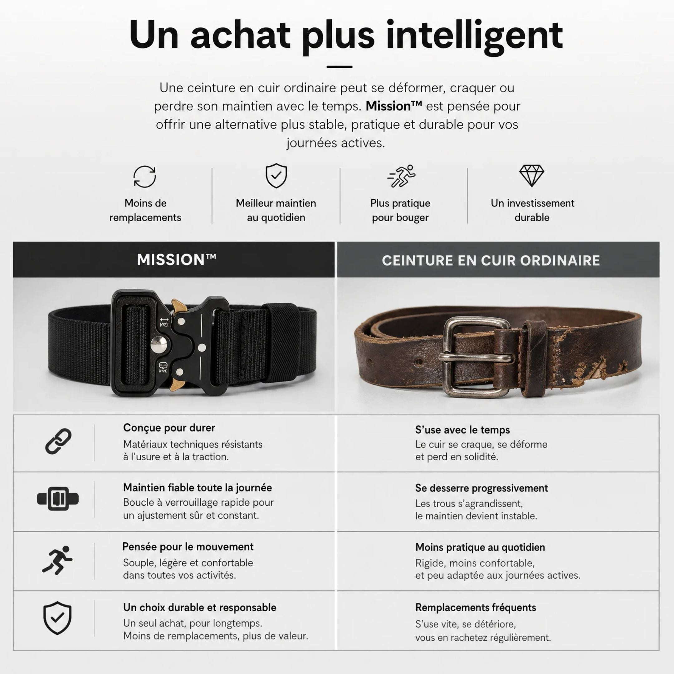 Mission™ — Ceinture tactique robuste, stable et confortable | Rivaro