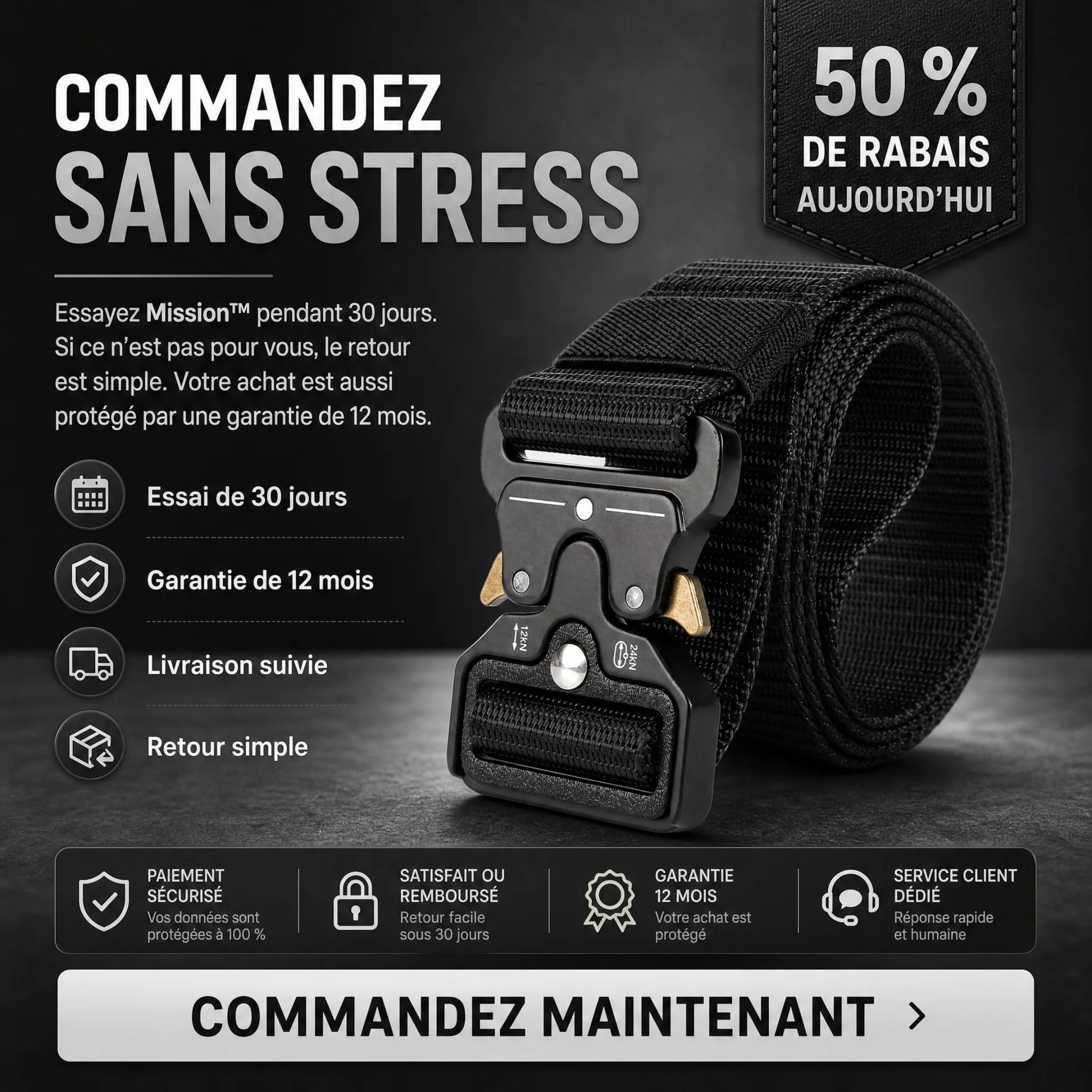 Mission™ — Ceinture tactique robuste, stable et confortable | Rivaro