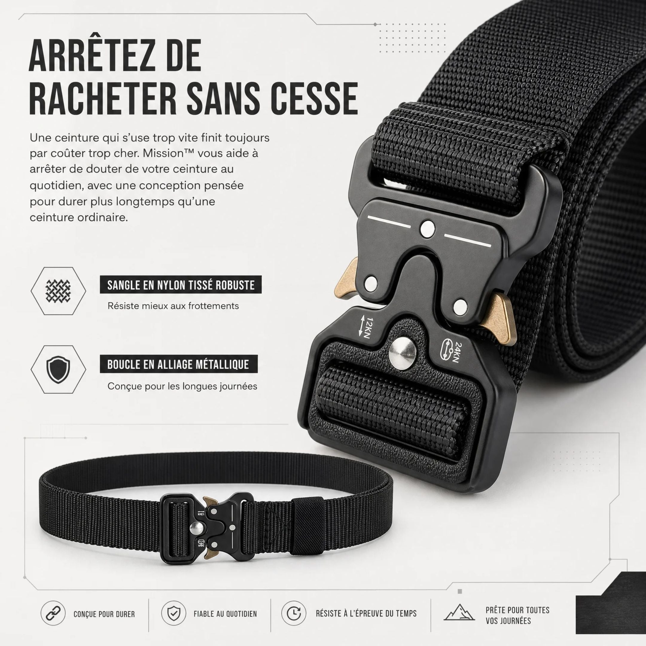 Mission™ — Ceinture tactique robuste, stable et confortable | Rivaro